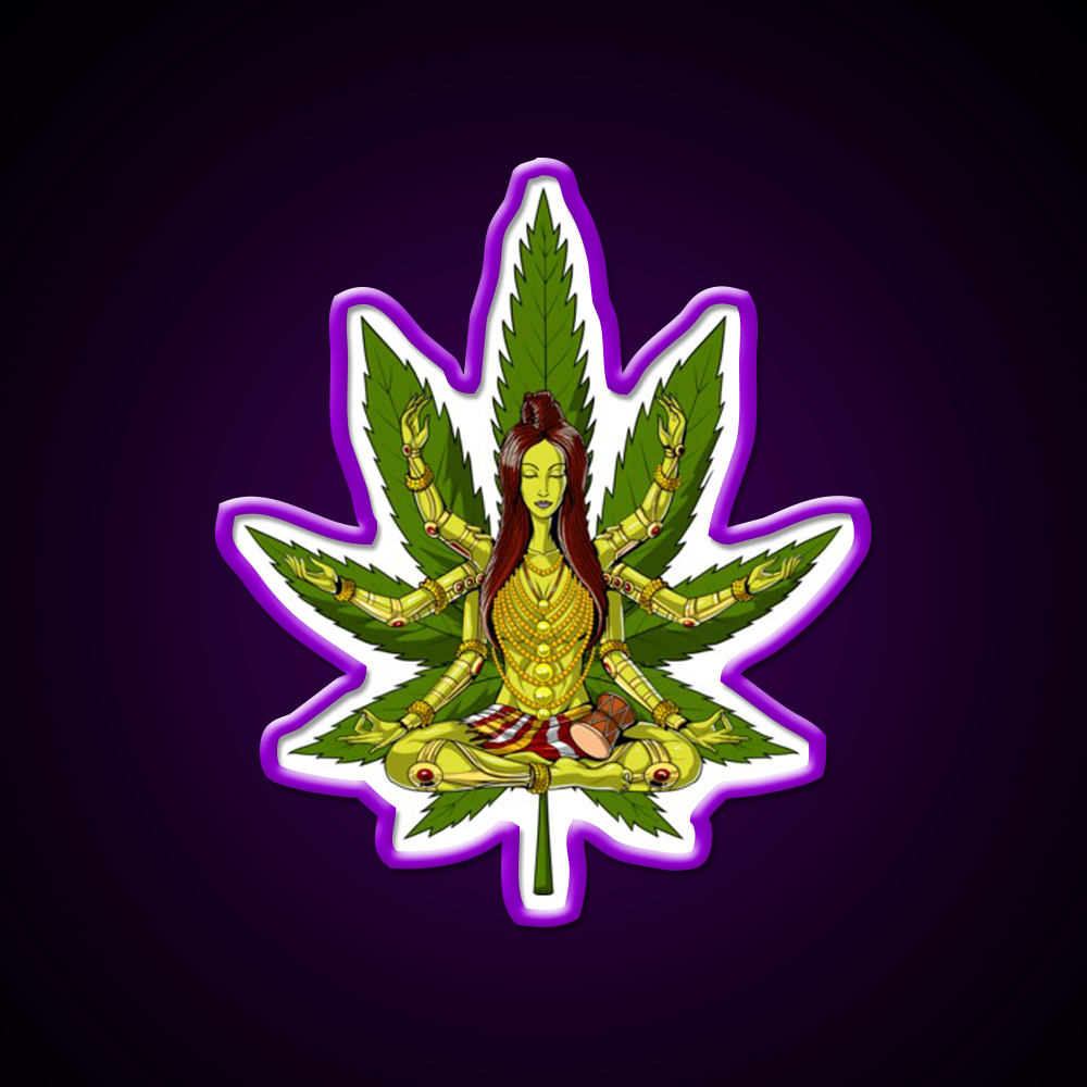 Shiva Weed Meditation Hemp Inspired Green Leaf Led Neon Sign Rgb Color - LED neon sign view 9