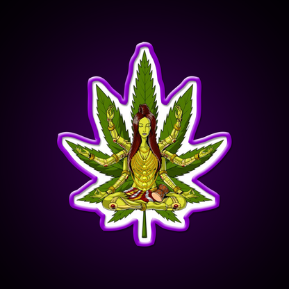 Shiva Weed Meditation Hemp Inspired Green Leaf Led Neon Sign Rgb Color - LED neon sign view 9