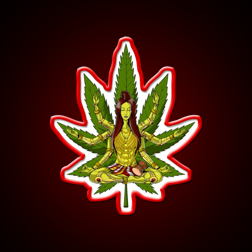 Shiva Weed Meditation Hemp Inspired Green Leaf Led Neon Sign Rgb Color - LED neon sign view 10