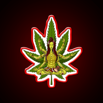 Shiva Weed Meditation Hemp Inspired Green Leaf Led Neon Sign Rgb Color - Shineneon
