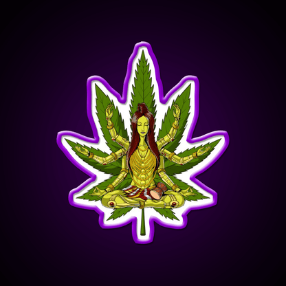 Shiva Weed Meditation Hemp Inspired Green Leaf Led Neon Sign Rgb Color - Shineneon
