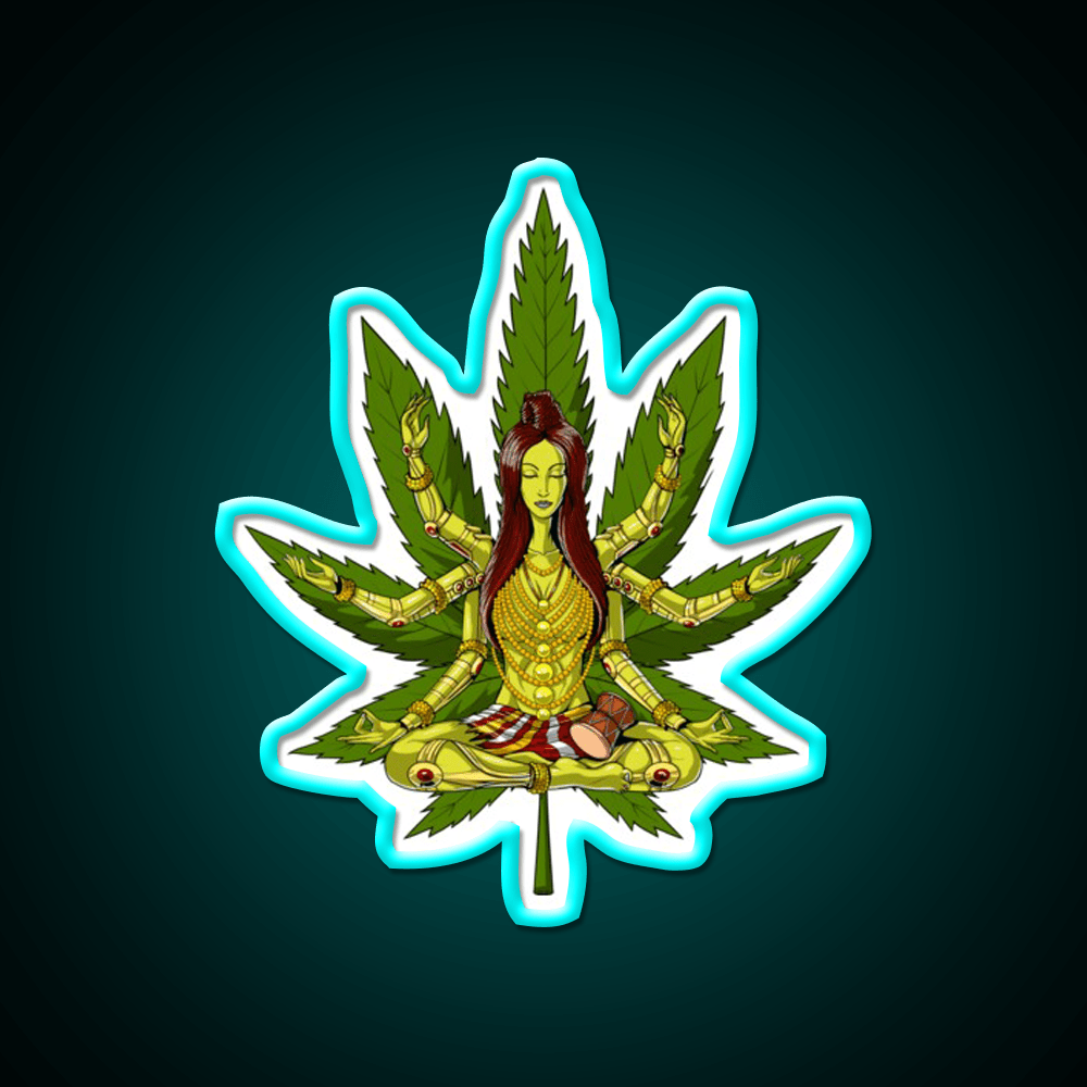 Shiva Weed Meditation Hemp Inspired Green Leaf Led Neon Sign Rgb Color - Shineneon