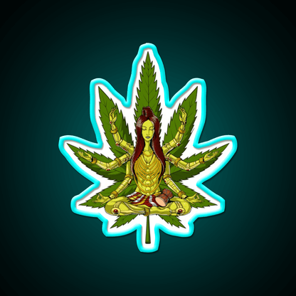 Shiva Weed Meditation Hemp Inspired Green Leaf Led Neon Sign Rgb Color - Shineneon