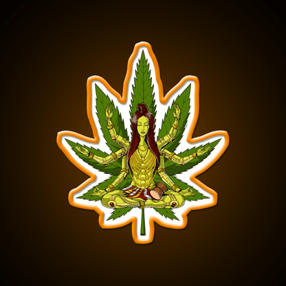 Shiva Weed Meditation Hemp Inspired Green Leaf Led Neon Sign Rgb Color - Shineneon