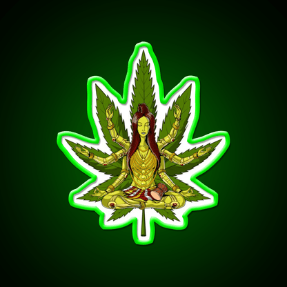 Shiva Weed Meditation Hemp Inspired Green Leaf Led Neon Sign Rgb Color - Shineneon