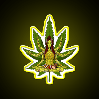 Shiva Weed Meditation Hemp Inspired Green Leaf Led Neon Sign Rgb Color - Shineneon