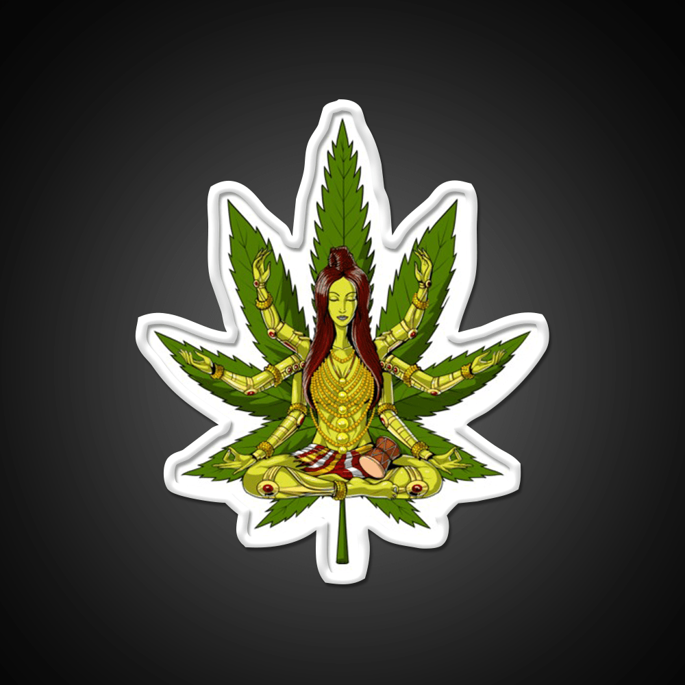 Shiva Weed Meditation Hemp Inspired Green Leaf Led Neon Sign Rgb Color - Shineneon