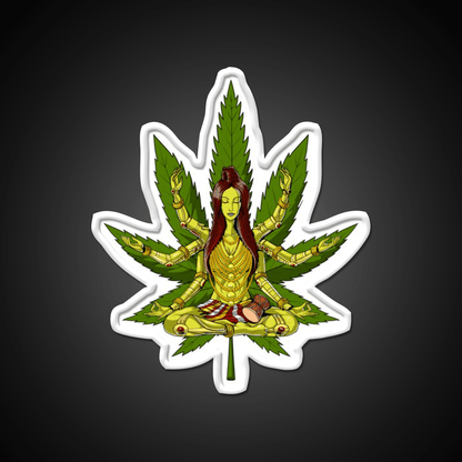Shiva Weed Meditation Hemp Inspired Green Leaf Led Neon Sign Rgb Color - Shineneon