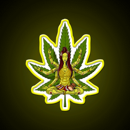 Shiva Weed Meditation Hemp Inspired Green Leaf Led Neon Sign Rgb Color - Custom LED neon sign front view