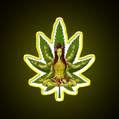 Shiva Weed Meditation Hemp Inspired Green Leaf Led Neon Sign Rgb Color - LED neon sign view 7