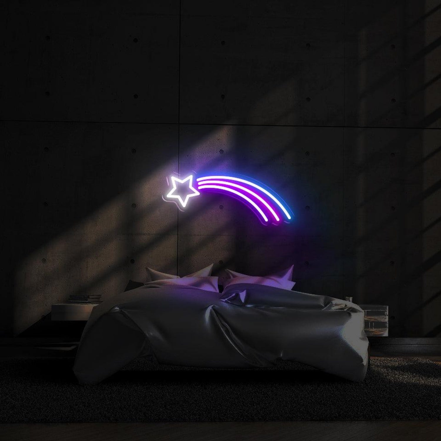 Shooting Star Purple Blue Led Neon Sign For Bedroom Wall Decor | Shineneon