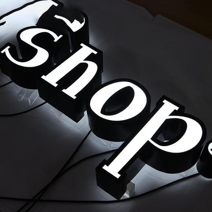 Shop 3D Front And Back Lit Letters Metal Led Sign - Shineneon