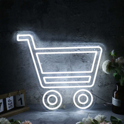 Shopping Cart White Led Neon Sign | Shineneon