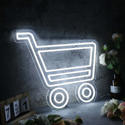 Shopping Cart White Led Neon Sign | Shineneon