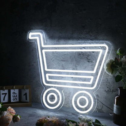 Shopping Cart White Led Neon Sign | Shineneon