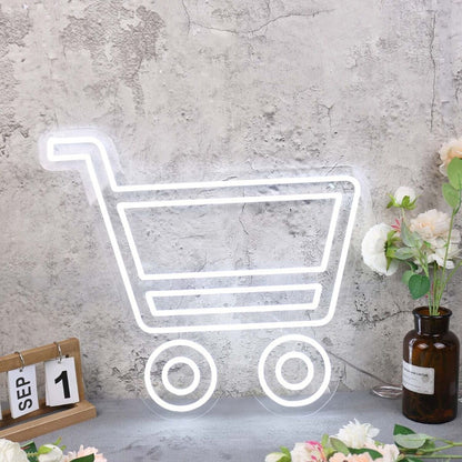 Shopping Cart White Led Neon Sign | Shineneon