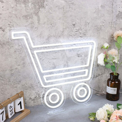 Shopping Cart White Led Neon Sign | Shineneon