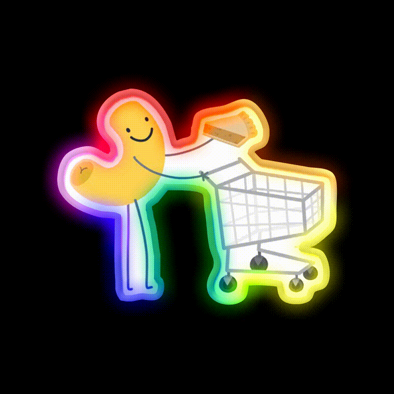 Shopping Noodle Snack Food Led Neon Sign Rgb Color - LED neon sign close-up detail