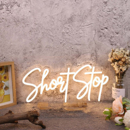 Short Stop Yellow Led Neon Sign - Shineneon