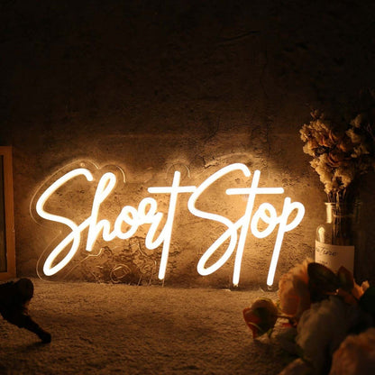 Short Stop Yellow Led Neon Sign - Shineneon