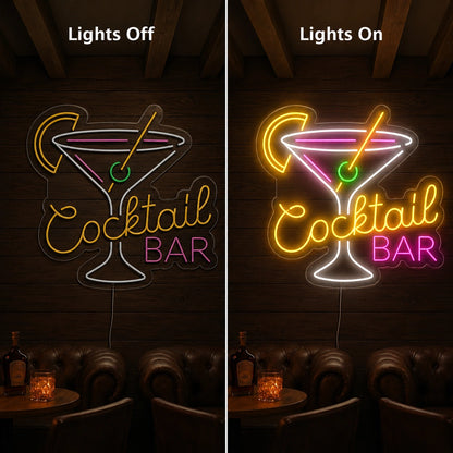 Shot Bar Neon Sign LED Neon Sign day and night comparison