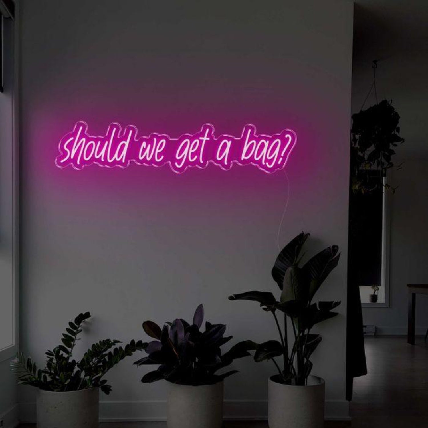 Should We Get A Bag Pink Handwritten Led Neon Sign For Home Decor | Shineneon