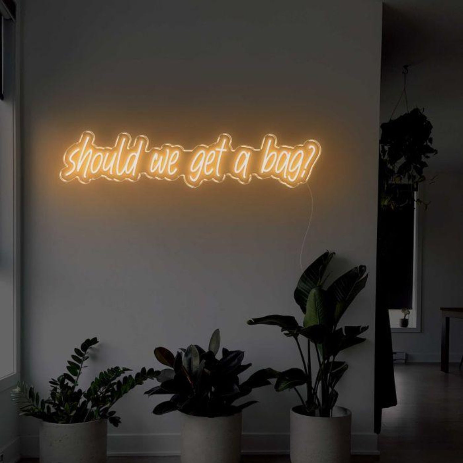 Should We Get A Bag Pink Handwritten Led Neon Sign For Home Decor | Shineneon