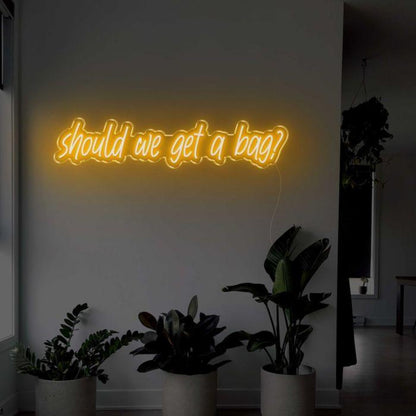 Should We Get A Bag Pink Handwritten Led Neon Sign For Home Decor | Shineneon