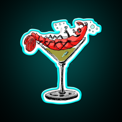 Shrimp Cocktail Bar Decor Led Neon Sign Rgb Color - Size and dimension reference