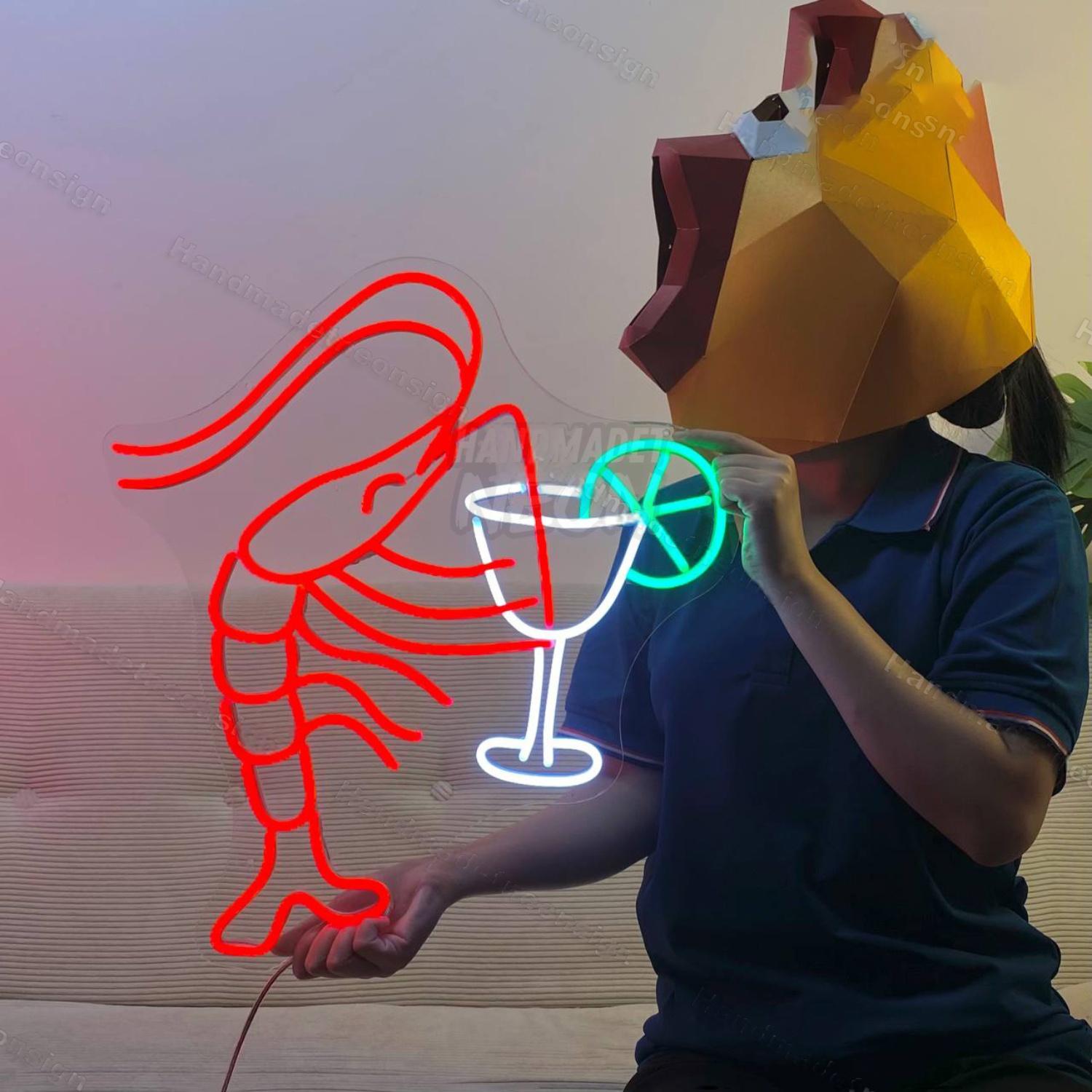 Shrimp Drinking Cocktail Led Neon Sign Food Led Neon Sign | Shineneon