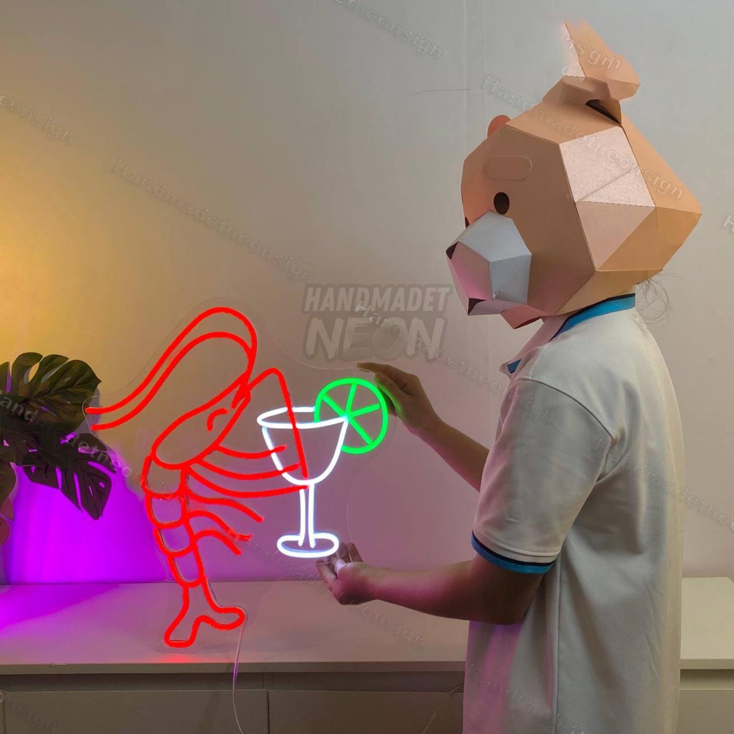 Shrimp Drinking Cocktail Led Neon Sign Food Led Neon Sign | Shineneon