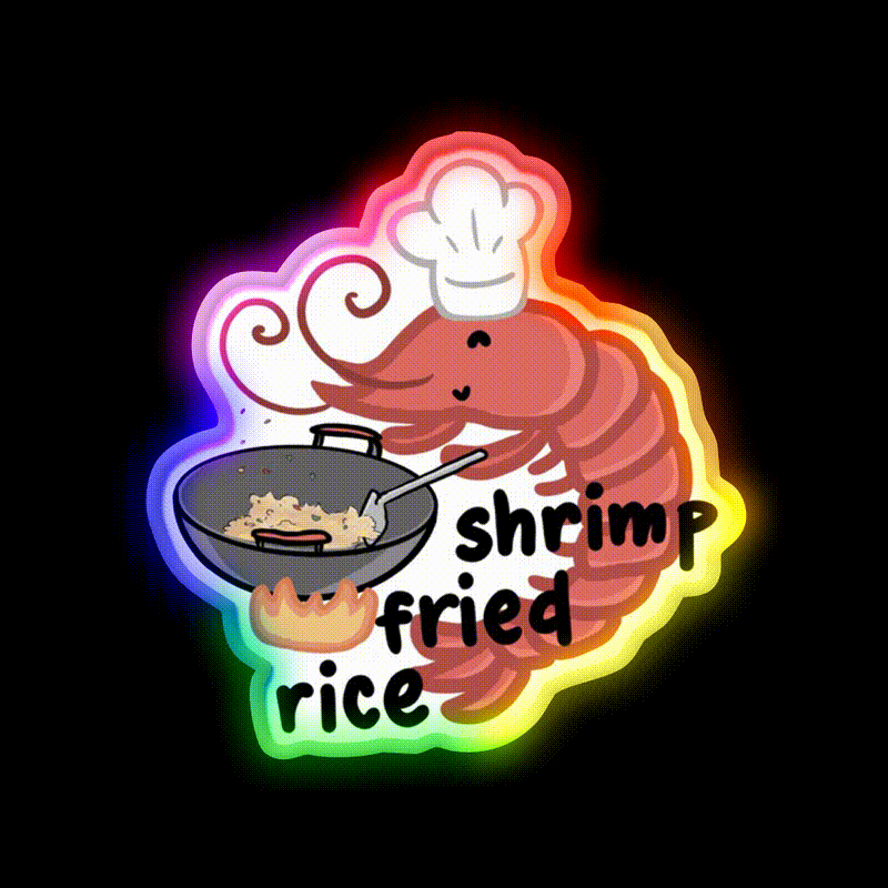 Shrimp Fried Rice Led Neon Sign Chinese Food Rgb Color - LED neon sign close-up detail