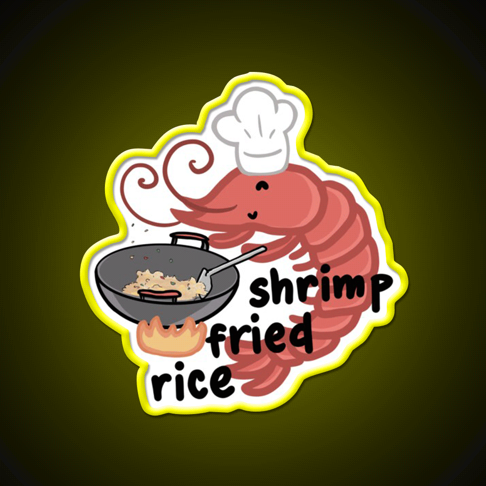 Shrimp Fried Rice Led Neon Sign Chinese Food Rgb Color - Custom LED neon sign front view