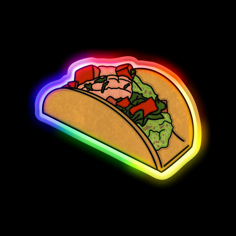 Shrimp Taco Led Neon Sign Mexican Food Sign Rgb Color - LED neon sign close-up detail
