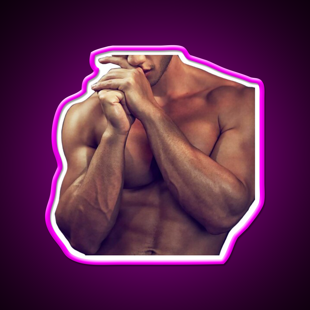 Shy Muscle Stud Gym Fitness Led Neon Sign Rgb Color - Neon sign mounted on wall in room