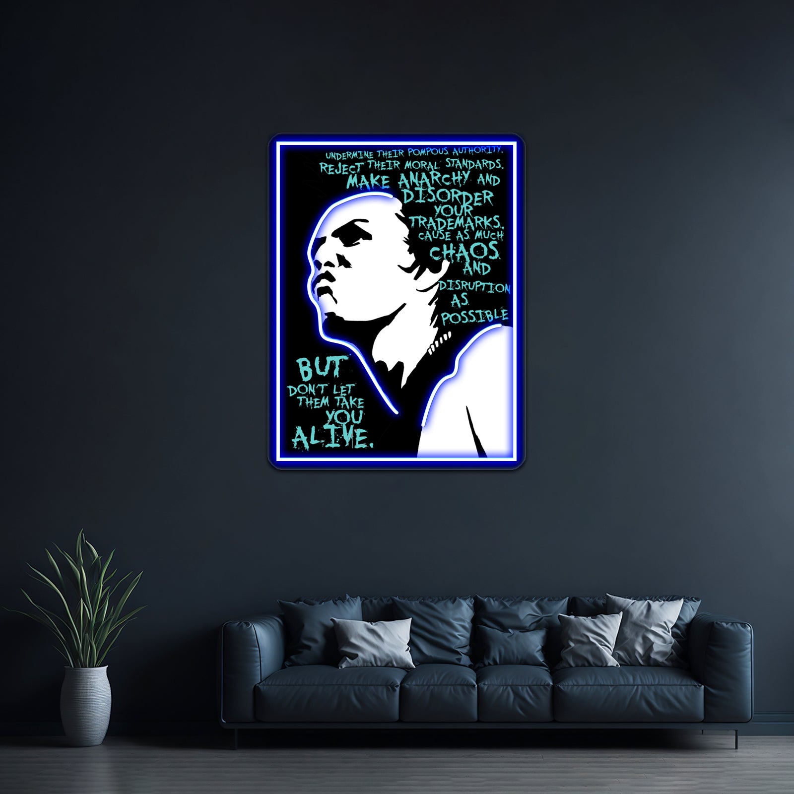 Sid Vicious Dead Or Alive Artwork Custom Led Signs | Shineneon