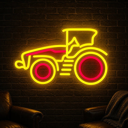 Side Profile Farm Tractor LED Neon Sign Garage Man Cave Neon Sign real lifestyle scene