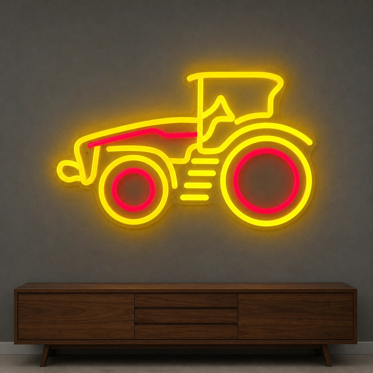 Side Profile Farm Tractor LED Neon Sign Garage Man Cave Neon Sign size image