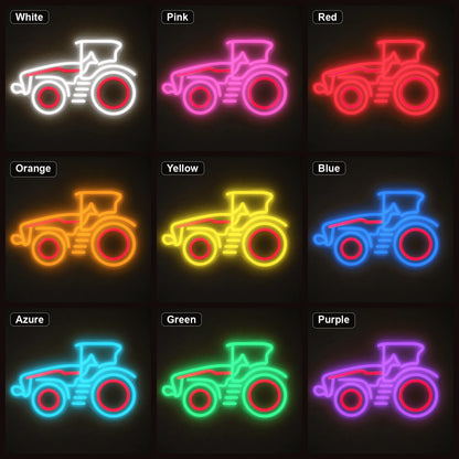 Side Profile Farm Tractor LED Neon Sign Garage Man Cave Neon Sign color grid