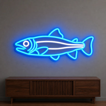 Side Profile Salmon Fish LED Neon Sign Garage Man Cave Neon Sign size image