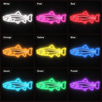 Side Profile Salmon Fish LED Neon Sign Garage Man Cave Neon Sign color grid