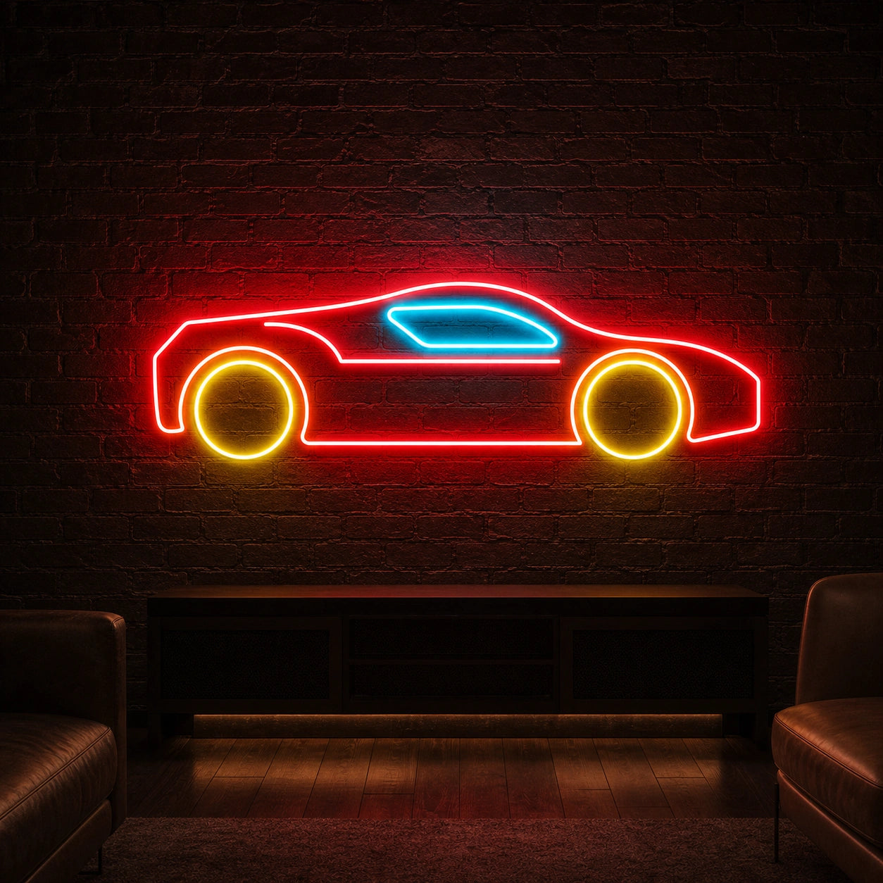 Side Profile Sports Car LED Neon Sign Garage Man Cave Neon Sign real lifestyle scene
