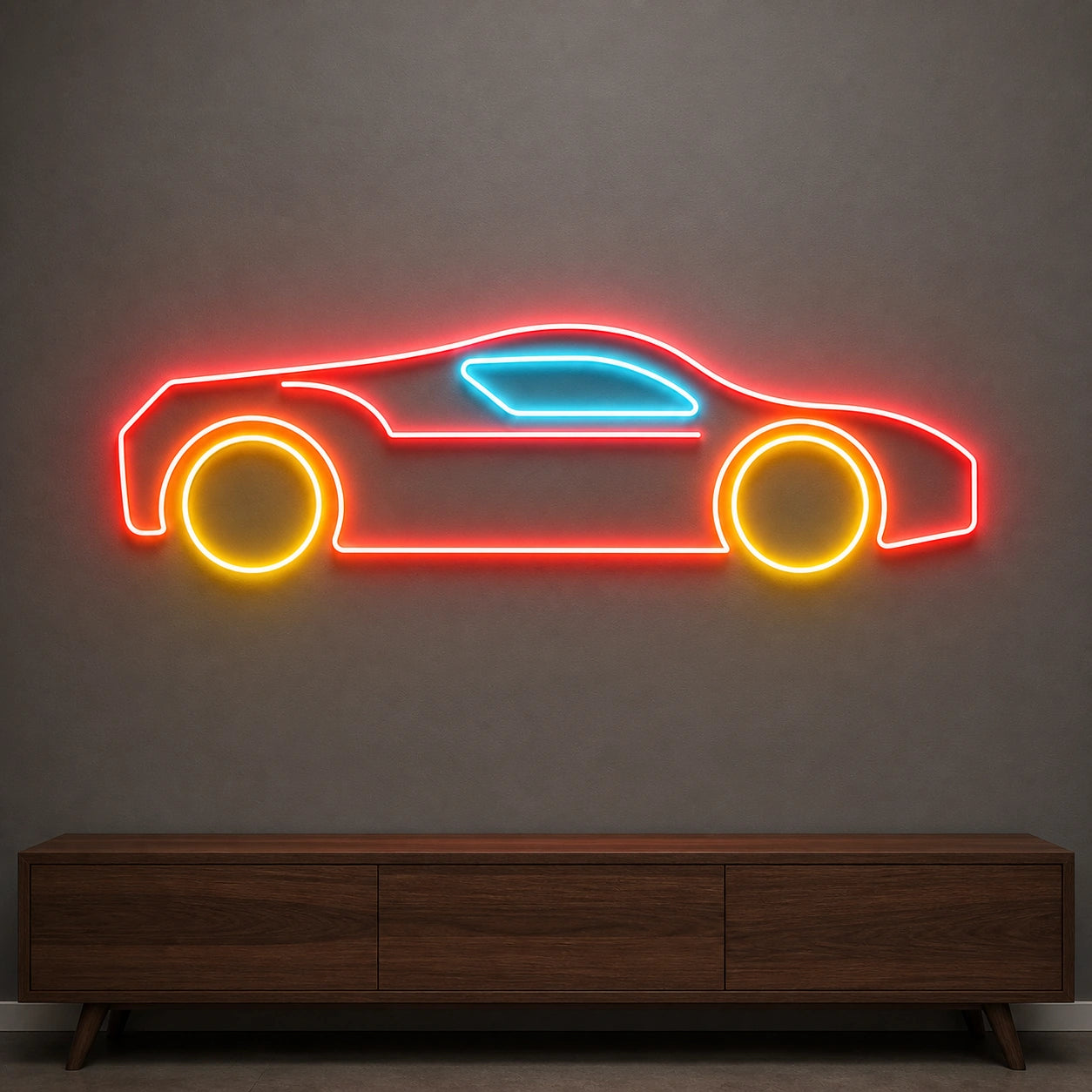 Side Profile Sports Car LED Neon Sign Garage Man Cave Neon Sign size image