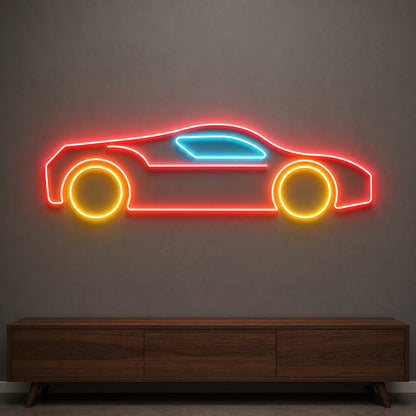 Side Profile Sports Car LED Neon Sign Garage Man Cave Neon Sign size image