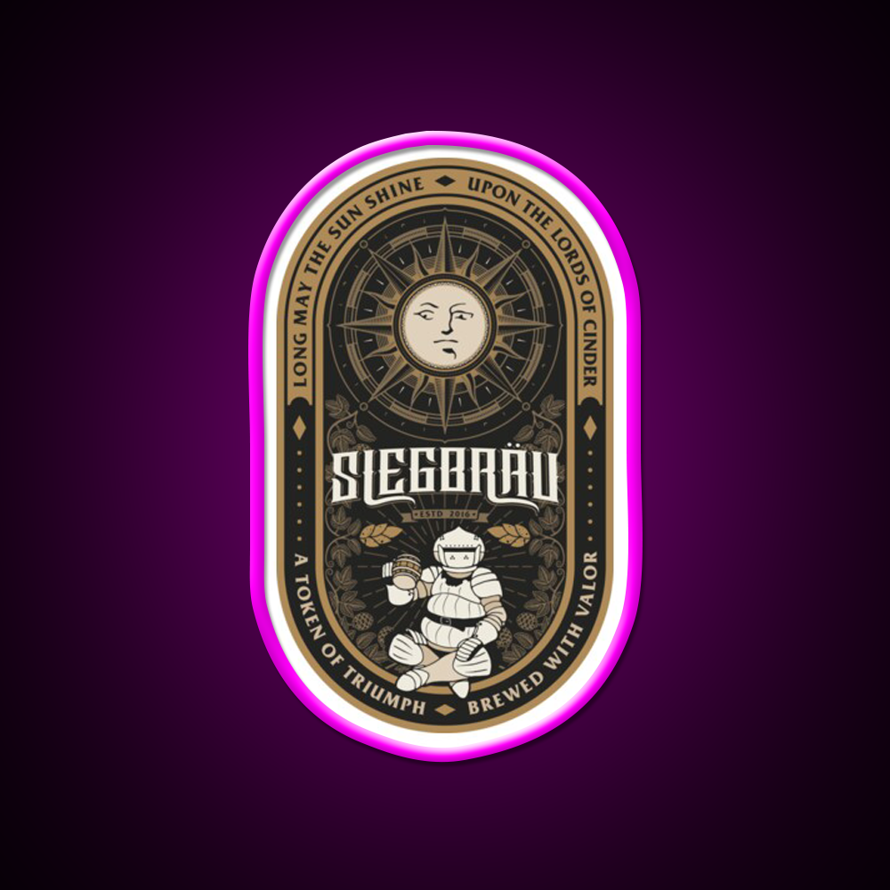 Siegbrau Label A Token Of Triumph Beer Bar Decor Led Neon Sign Rgb Color - Neon sign mounted on wall in room