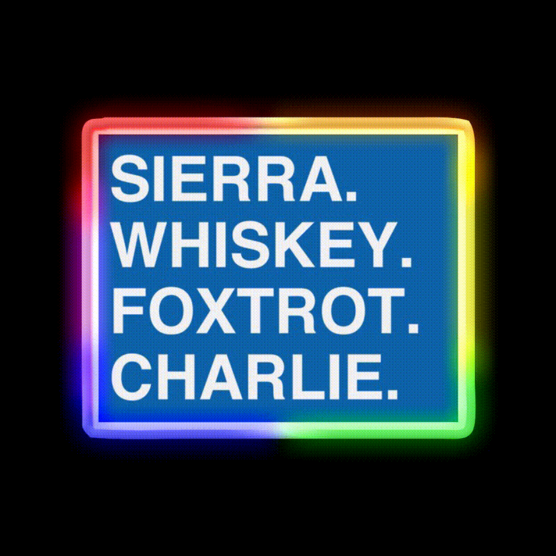 Sierra Whiskey Foxtrot Charlie Whiskey Drink Bar Led Neon Sign Rgb Color