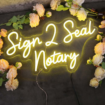 Sign 2 Seal Notary Yellow Led Neon Sign - Shineneon