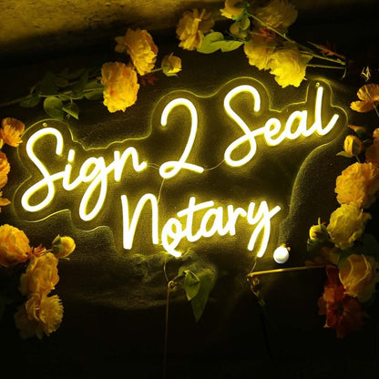 Sign 2 Seal Notary Yellow Led Neon Sign - Shineneon