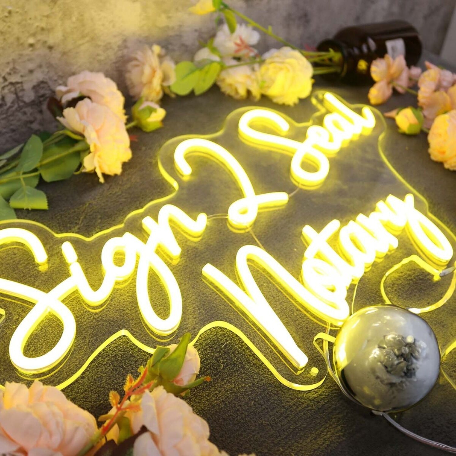 Sign 2 Seal Notary Yellow Led Neon Sign - Shineneon