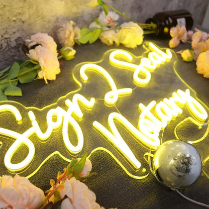 Sign 2 Seal Notary Yellow Led Neon Sign - Shineneon